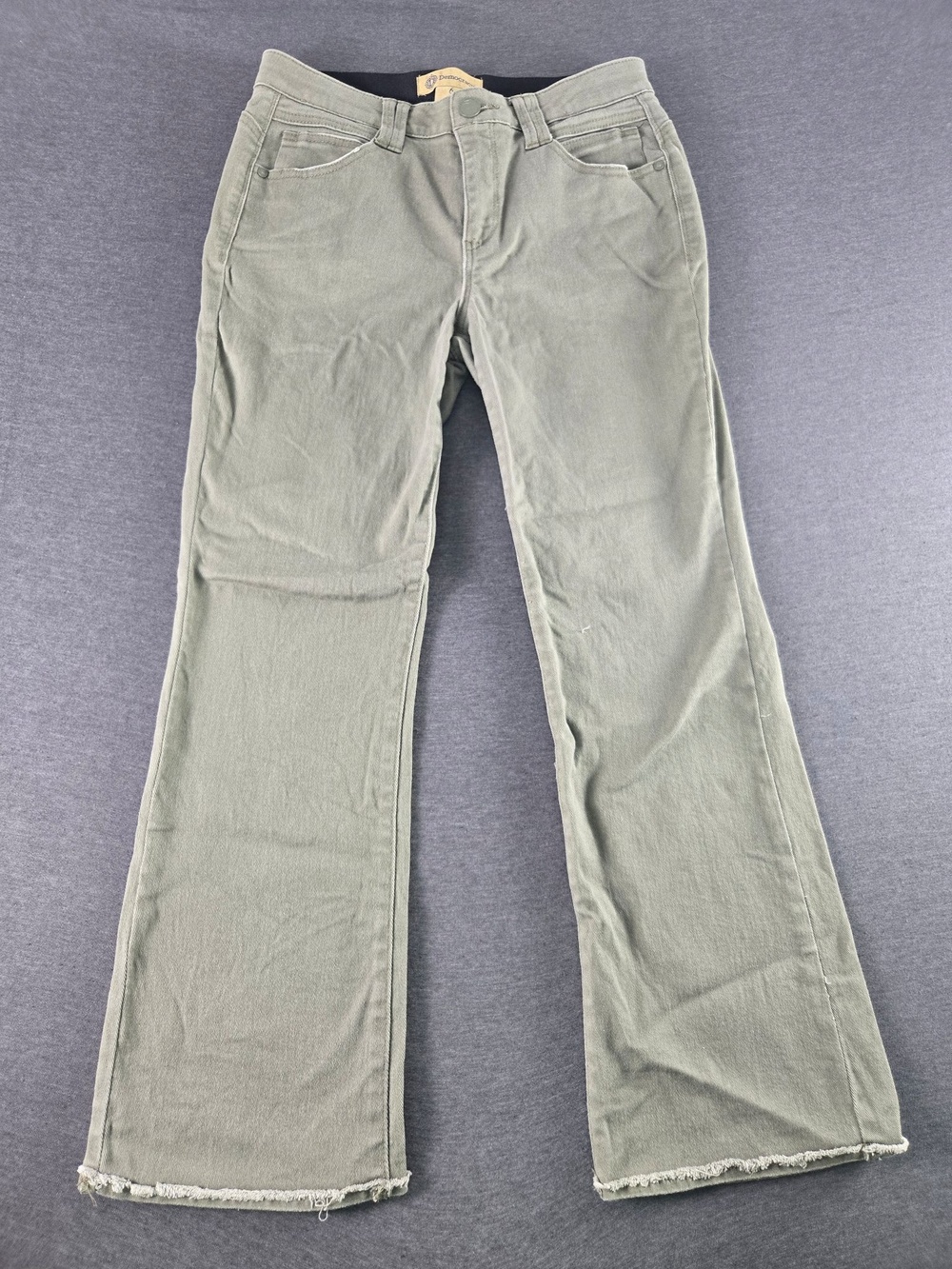 Democracy Jeans Womens 6 Green Bootcut Frayed Stretch Ab Technology Denim Pants